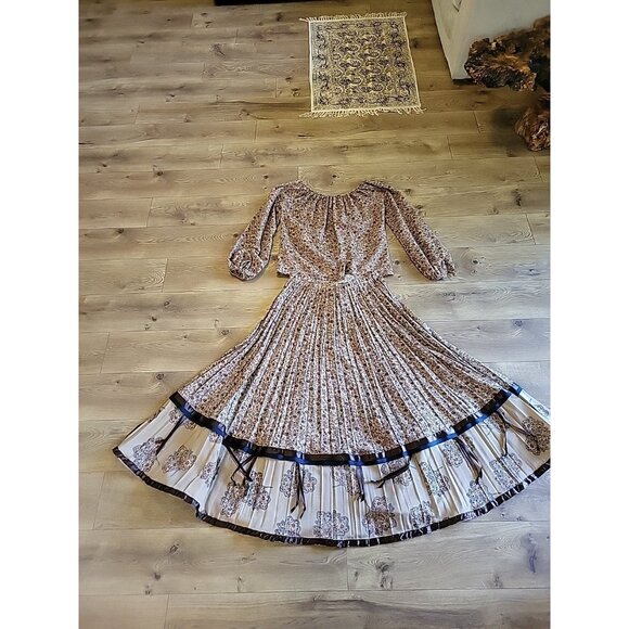 Vintage 70s Chessa Davis Skirt Set Prarie Brown Medium - Picture 8 of 12